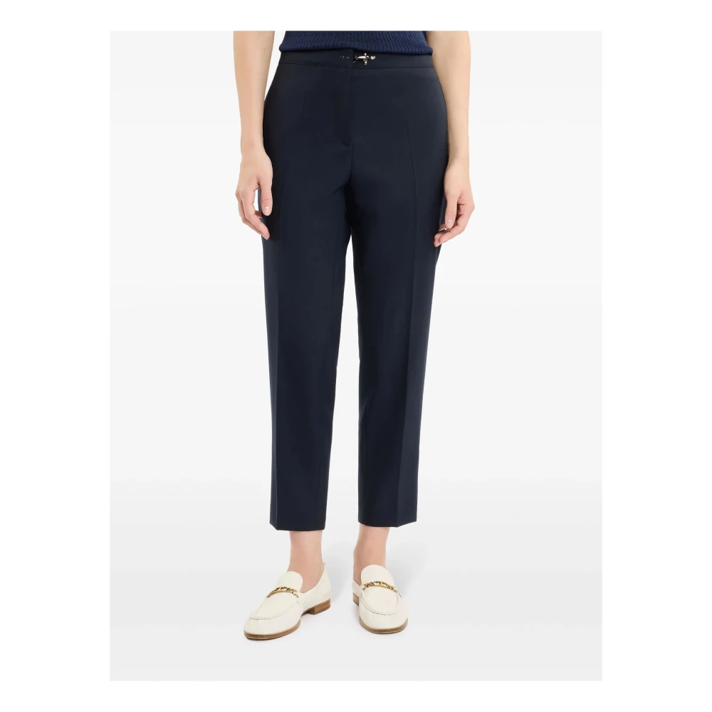 Fay Blauwe Wollen Broek Haaksluiting Blue Dames