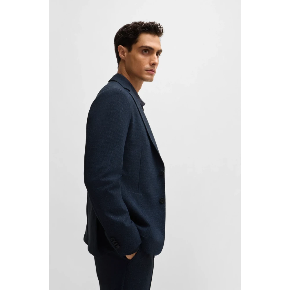 Hugo Boss Blauwe deconstructed jas met klassieke revers Blue Heren
