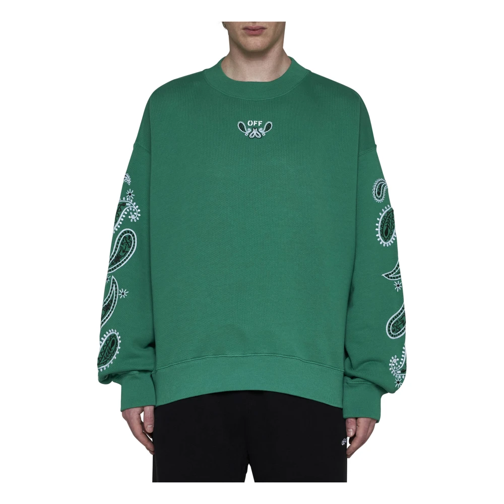 Off White Skate Crewneck Bandana Sweaters Green Heren
