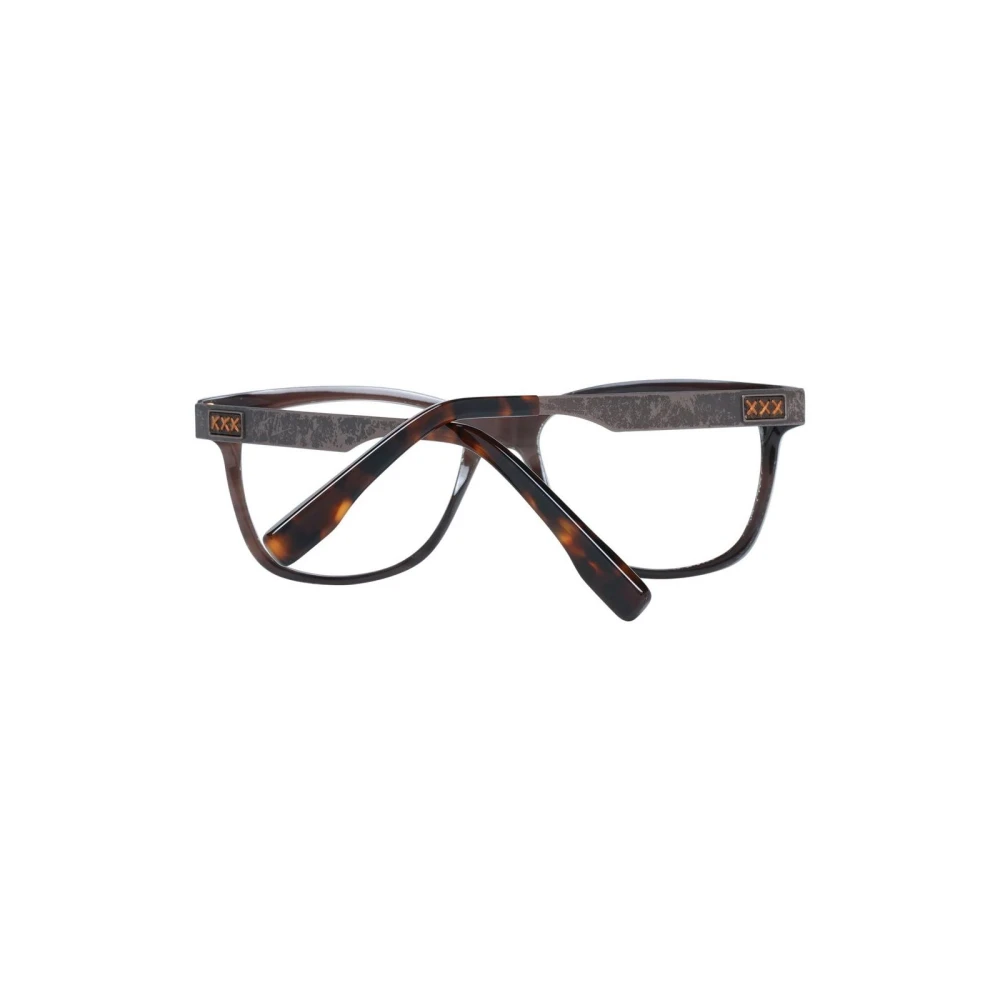 Ermenegildo Zegna Luxe Hoorn Rechthoekige Optische Monturen Brown Heren