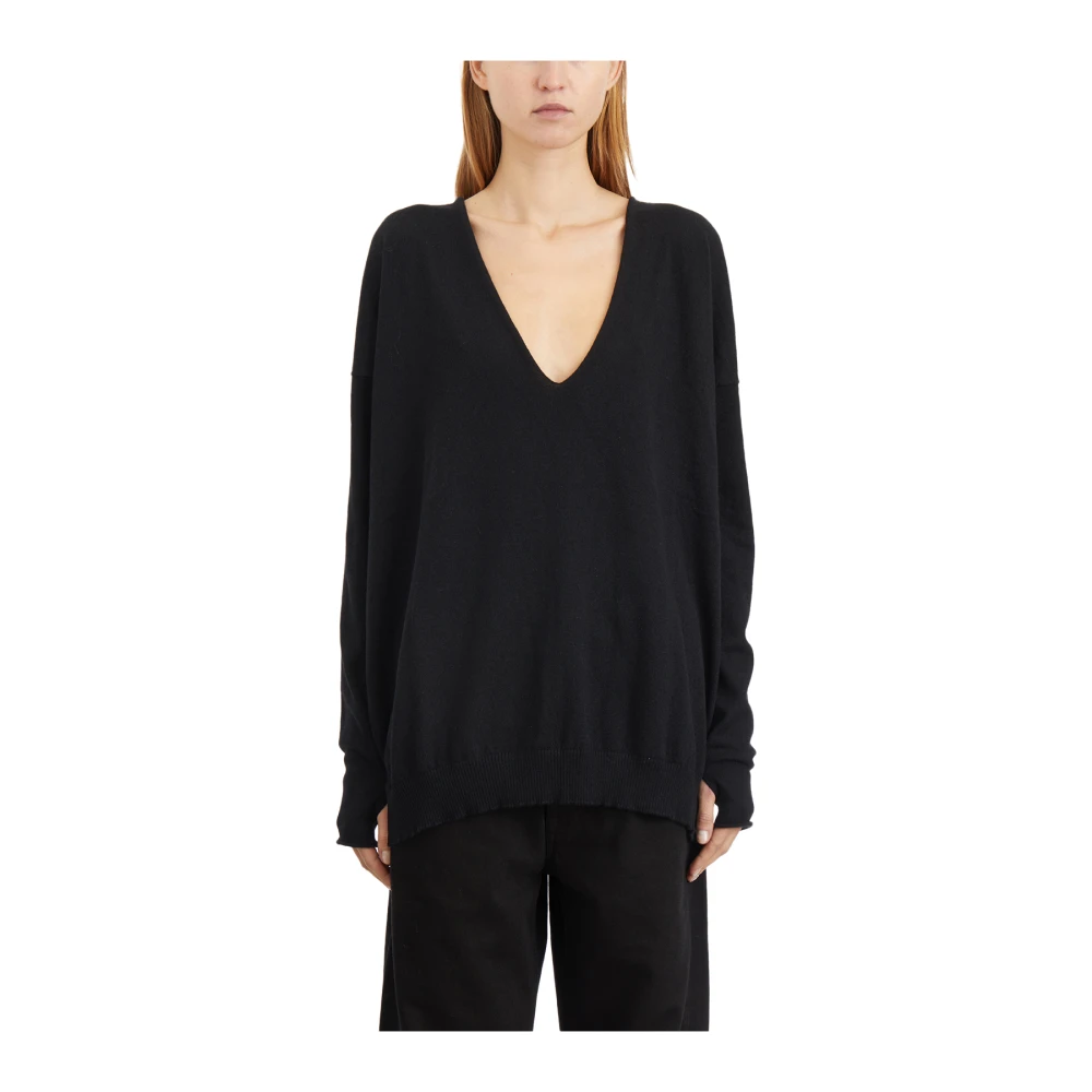 Isabel Benenato Kasjmier V-hals trui Black Dames