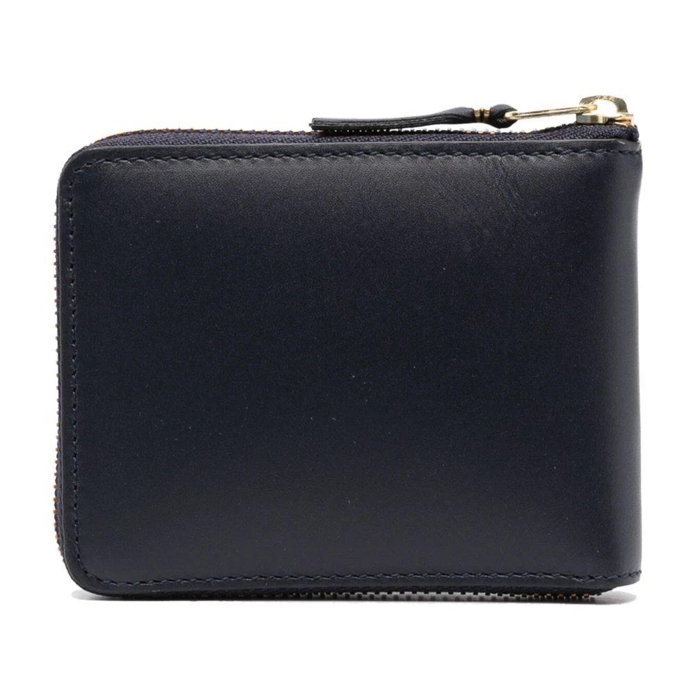 Comme des Garçons Navy Leren Portemonnee Klassieke Lijn Blue Unisex