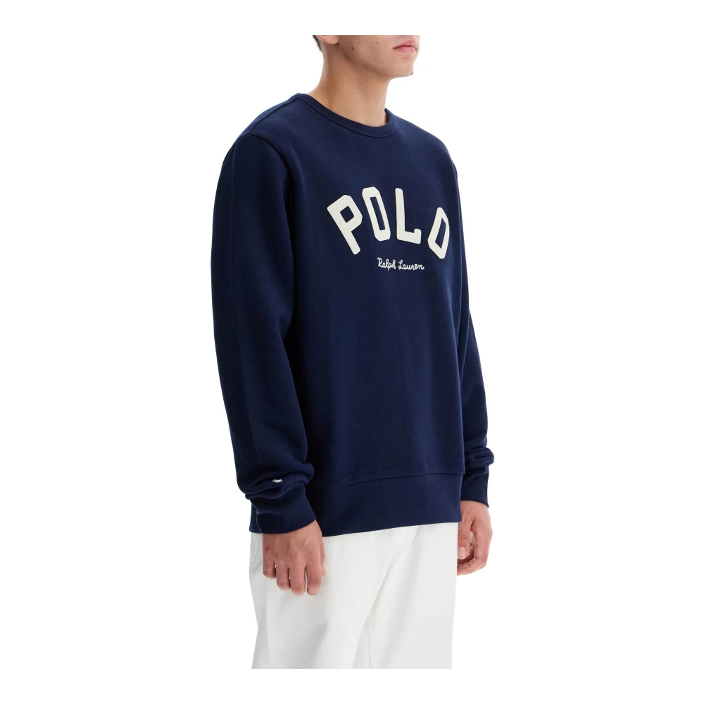 Polo Ralph Lauren Geborduurde Crewneck Sweatshirt met Logopatch Blue Heren