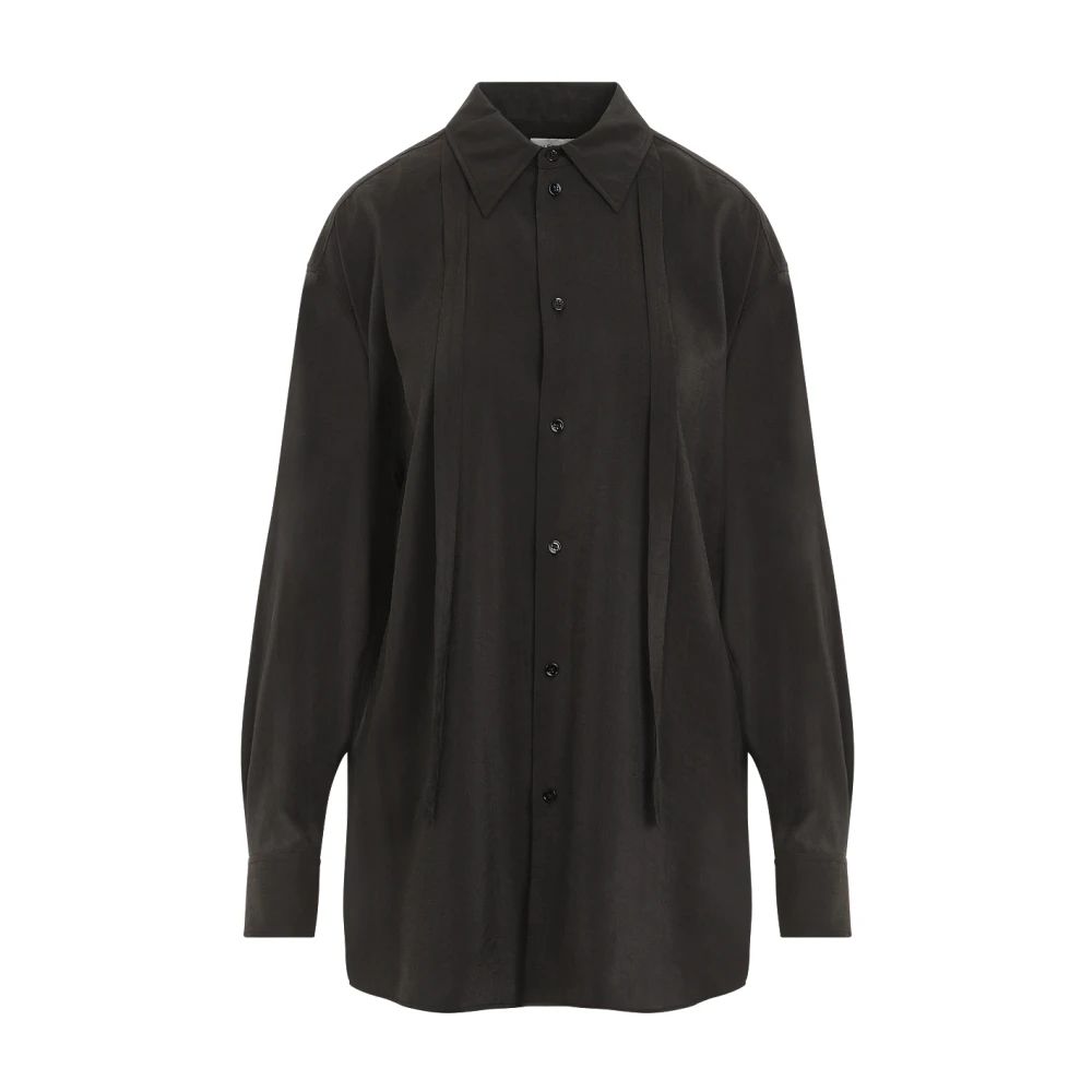 Lemaire Donker Espresso Lange Overhemd met Stropdas Black Dames