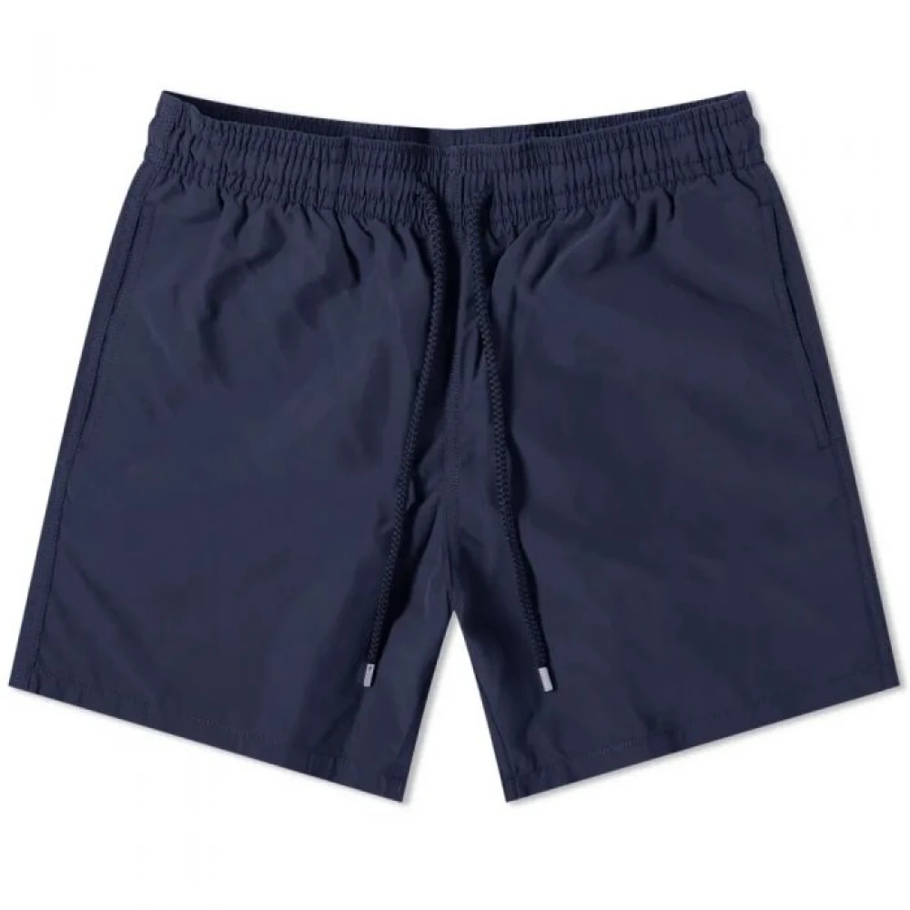 Vilebrequin Klassiska enfärgade marinblå badshorts Blue, Herr