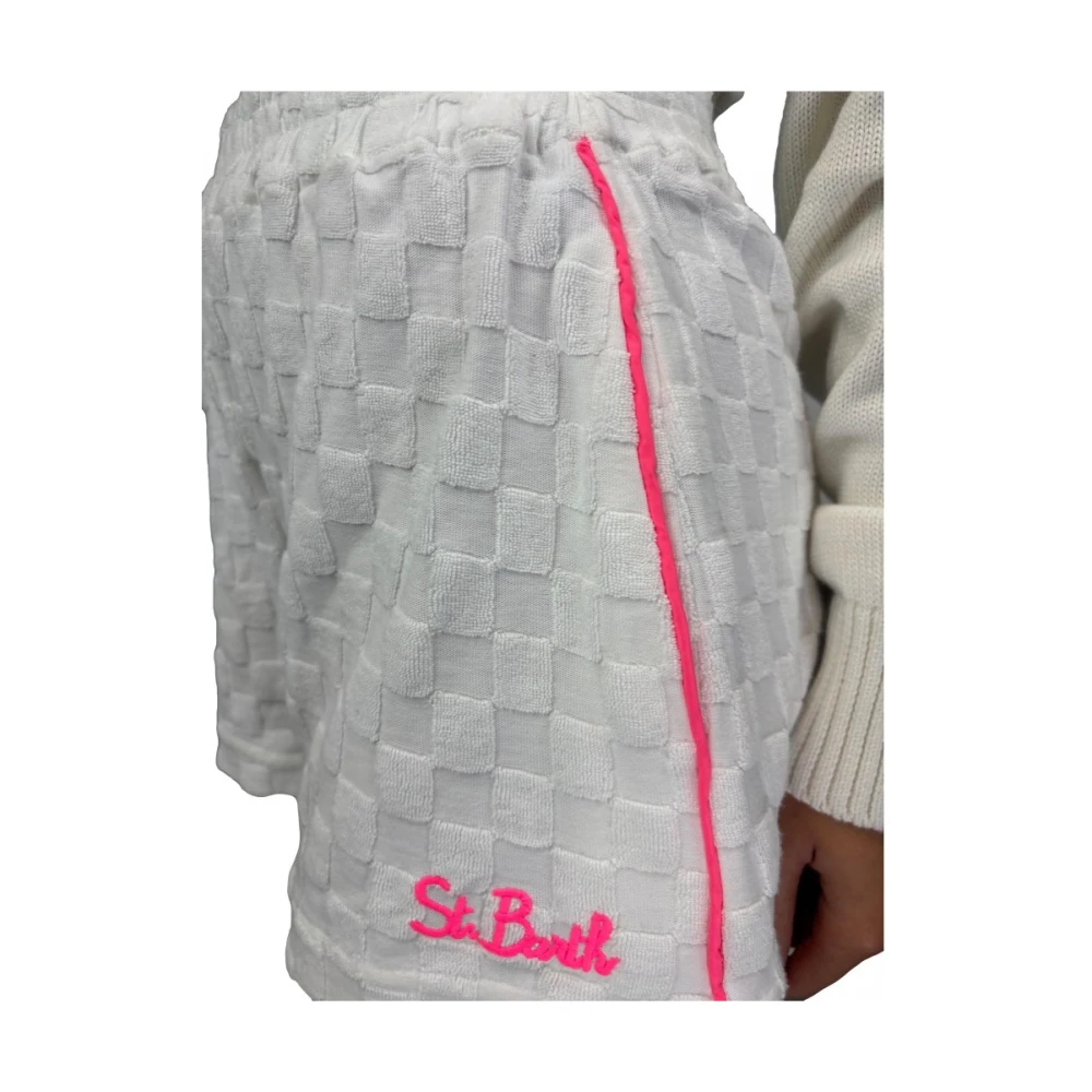 Saint Barth Witte Logo Elastische Taille Shorts White Dames