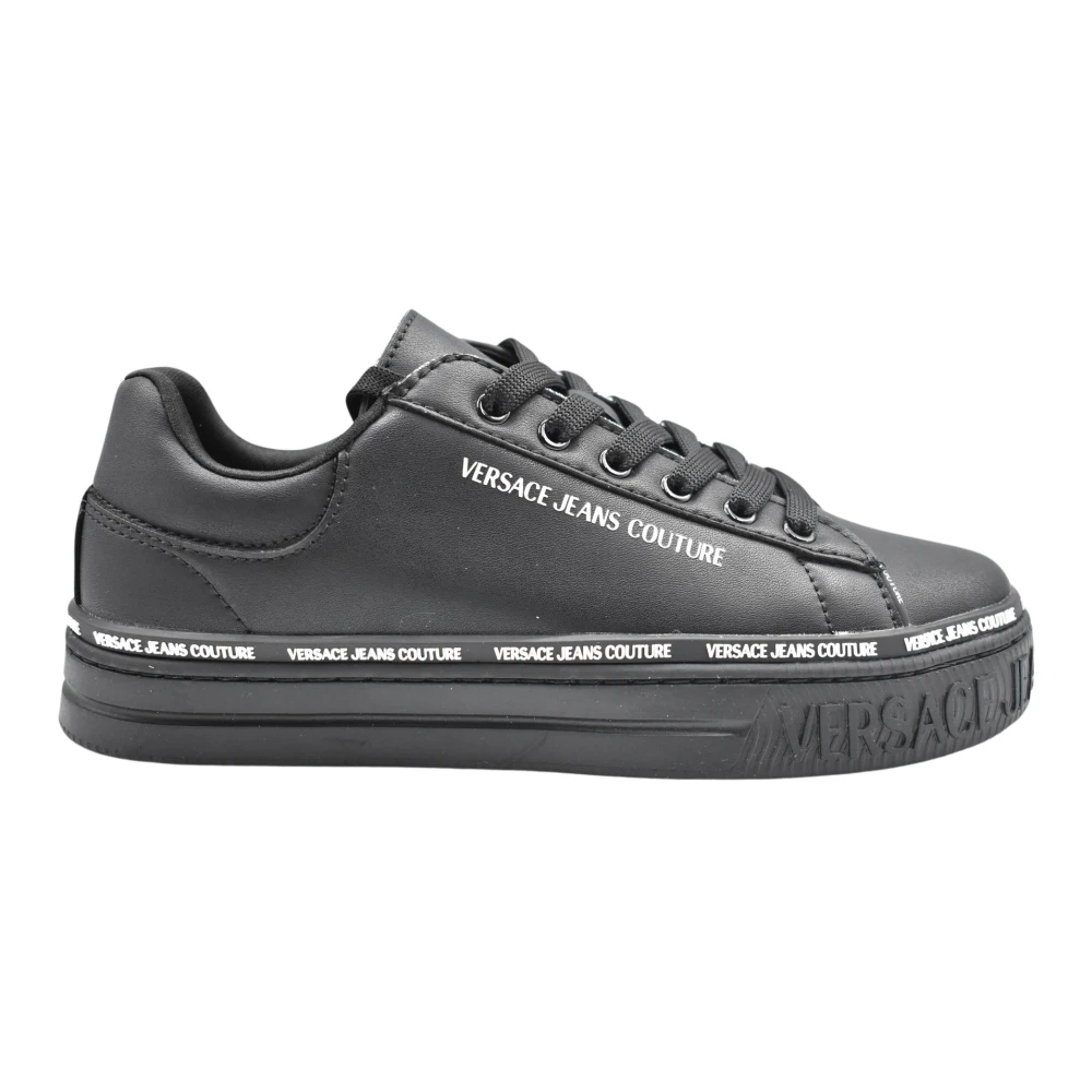 Versace Jeans Couture Zwarte platte schoenen Dames Schoenen