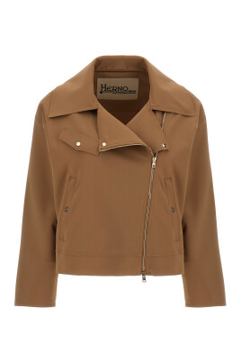 brun-bikerjakke-straekbart-jersey-stof