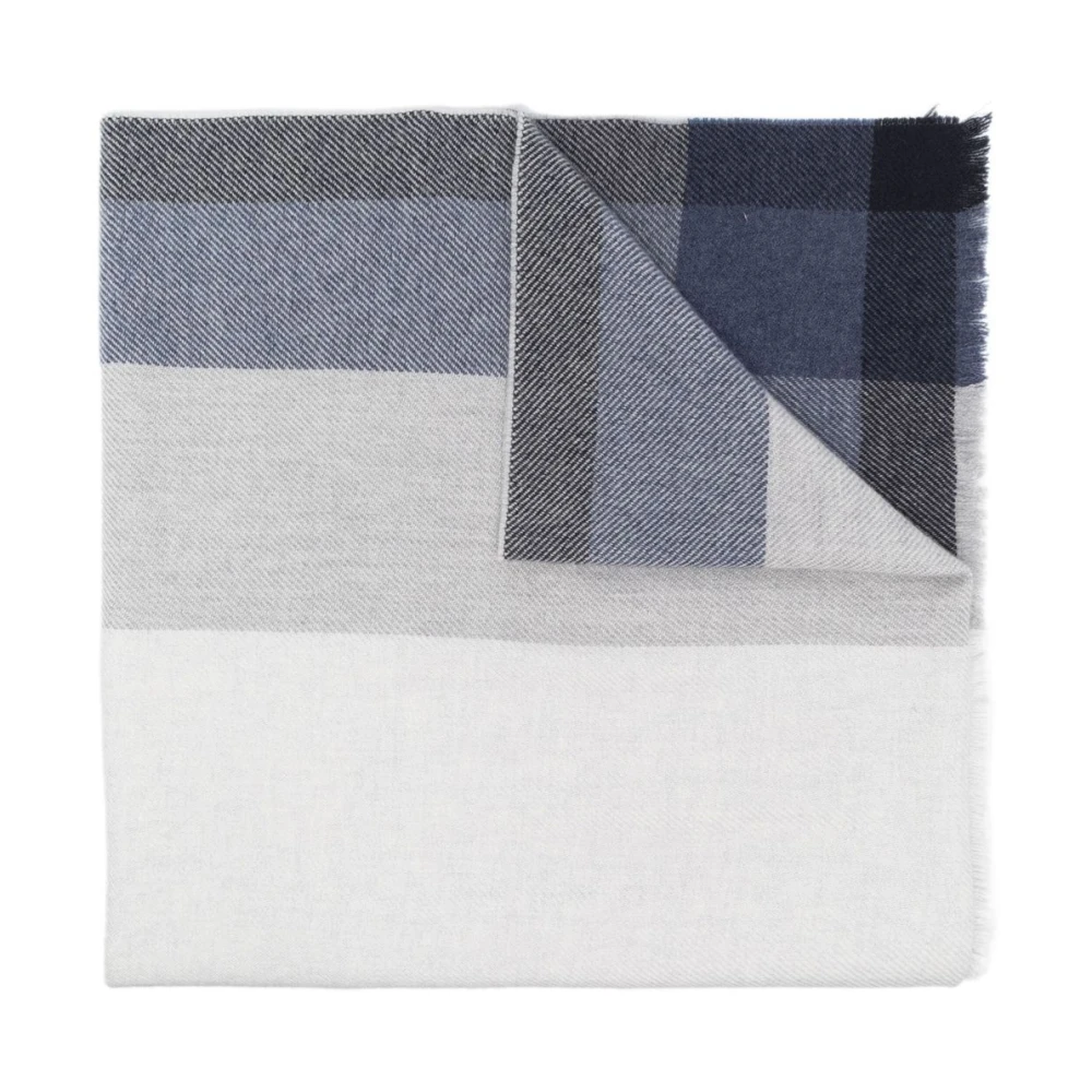 Brunello Cucinelli Men's Multicolor Winter Scarves, One Size, Check-Print Frayed-Edge Scarf