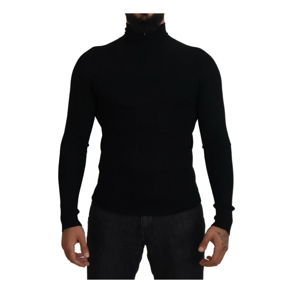 Dolce & Gabbana Men's Black Wool Turtleneck - Turtlenecks - 2XS - Knitwear