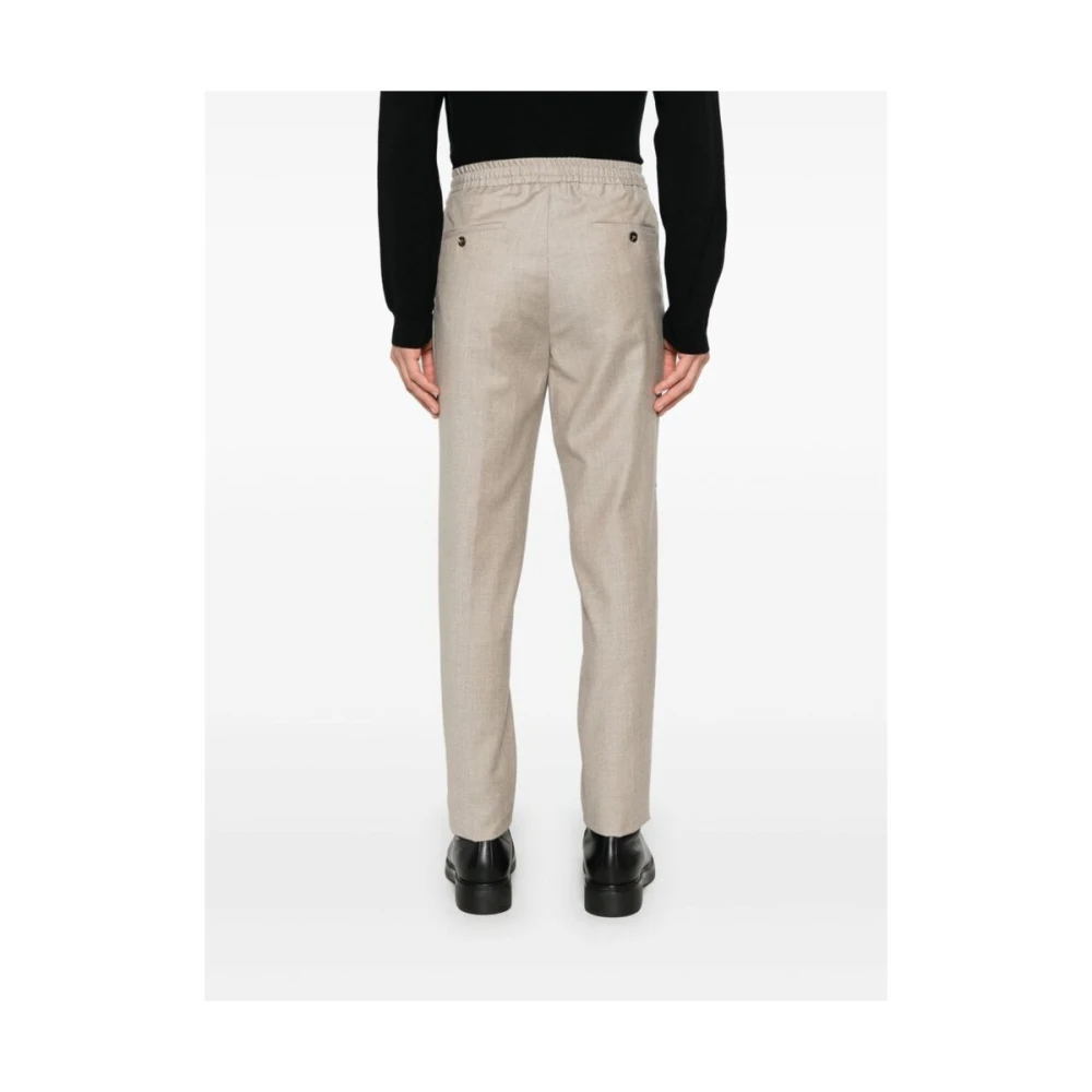 Incotex Bruine Wol Tapered Leg Broek Beige Heren