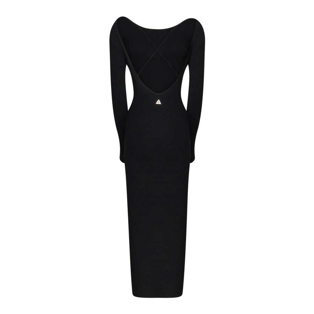 Akep Zwarte Lange Mouwloze Maxi Jurk Black Dames