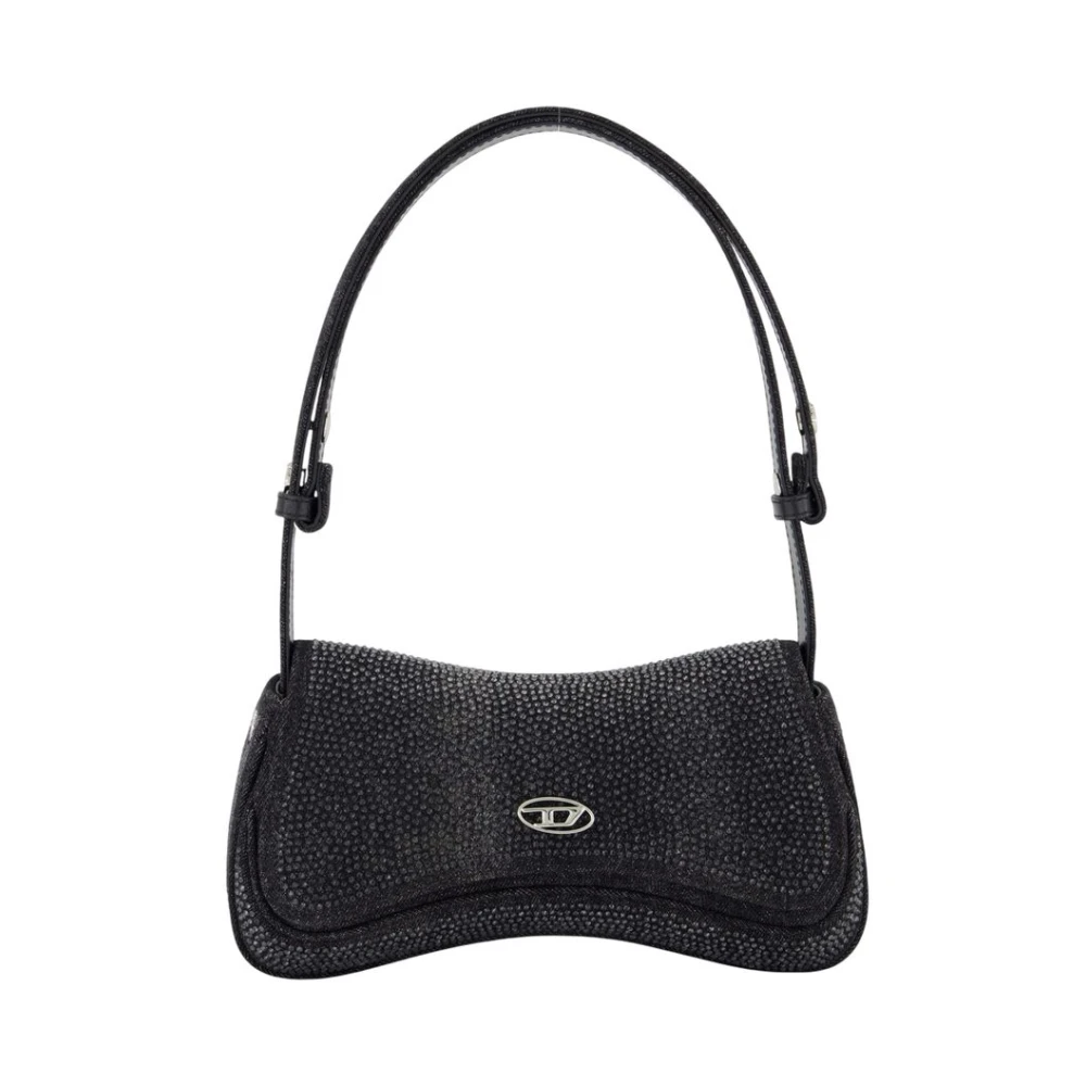 Diesel Black Shoulder Bags, Female, One Size, Cotton Clutch Bag With Flap