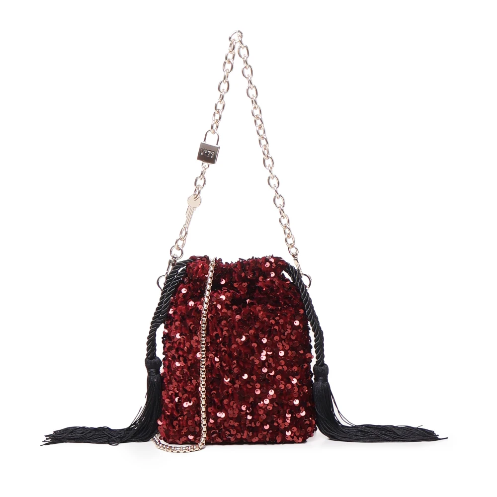 V73 Robijn Ketting Clutch Tas met Kwast Red Dames