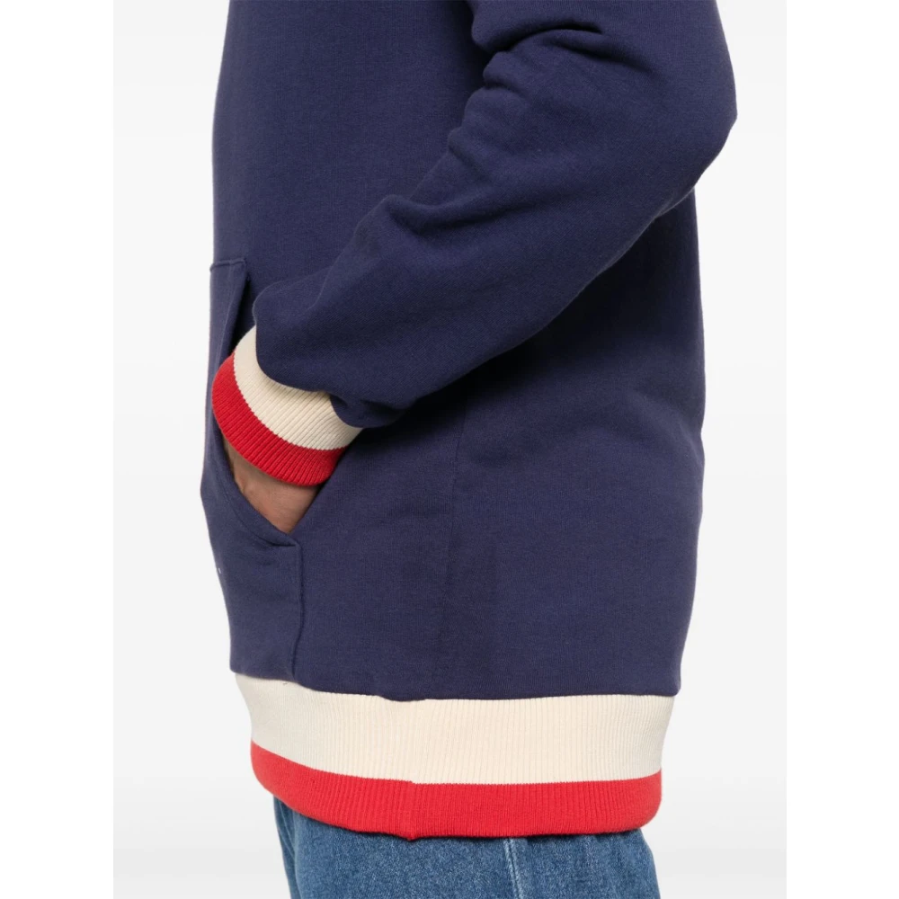 Golden Goose Blauw Logo Sweatshirt met Geribbelde Details Blue Heren