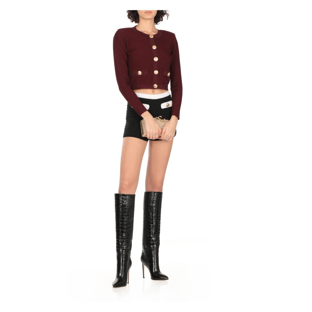 Retrofête Zwarte shorts met contrasterende taille Black Dames