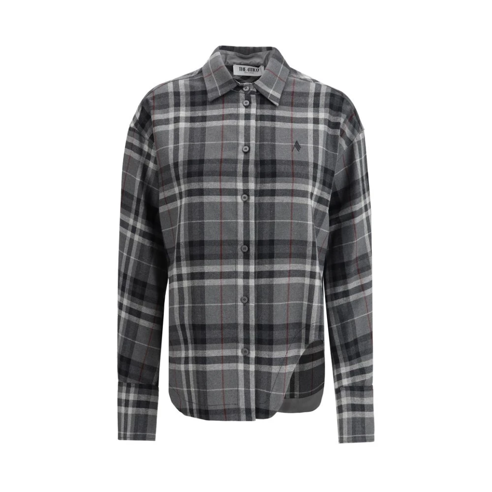 The Attico Geklokte Geruite Blouse Gray Dames