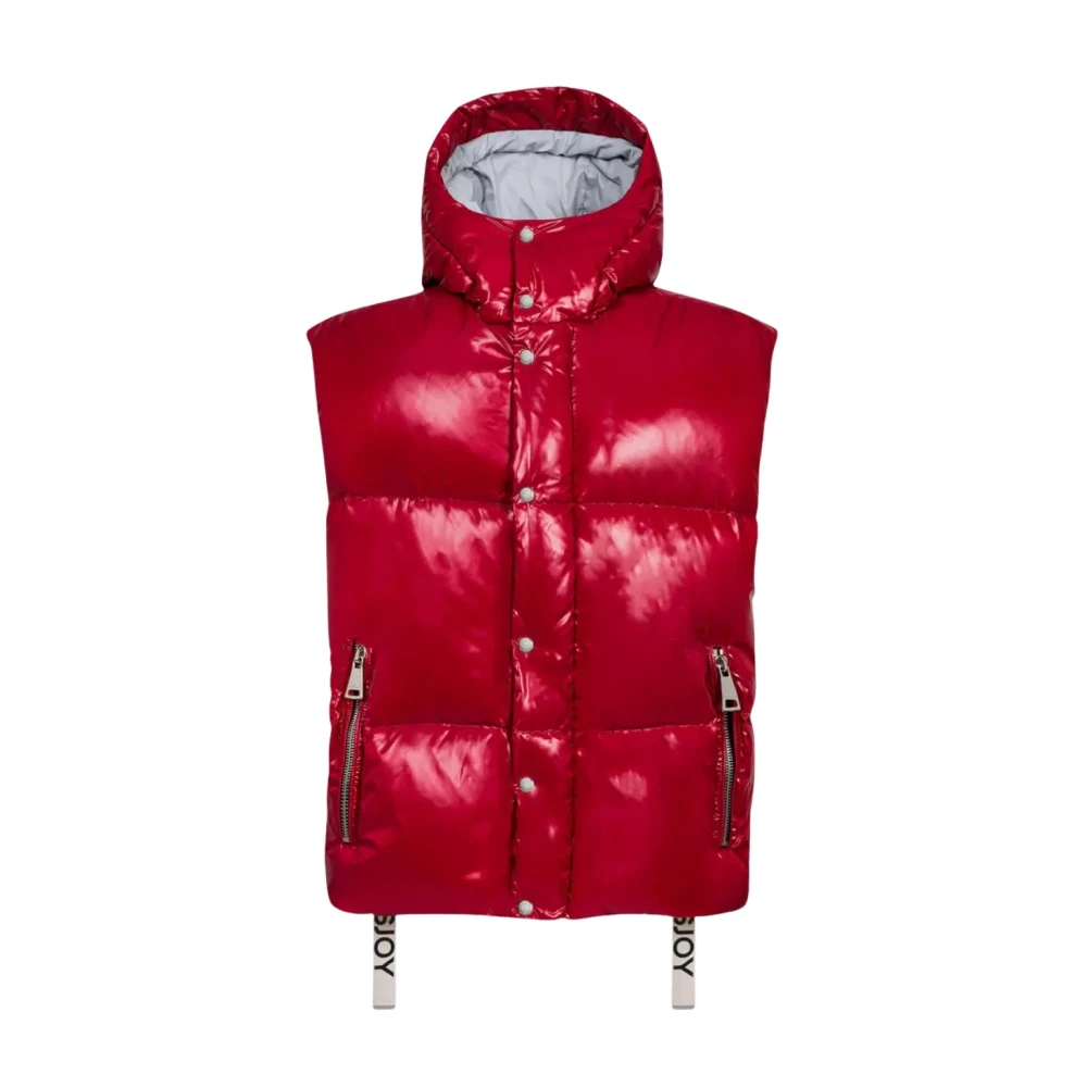 Khrisjoy Rode gewatteerde bodywarmer met capuchon Red Dames