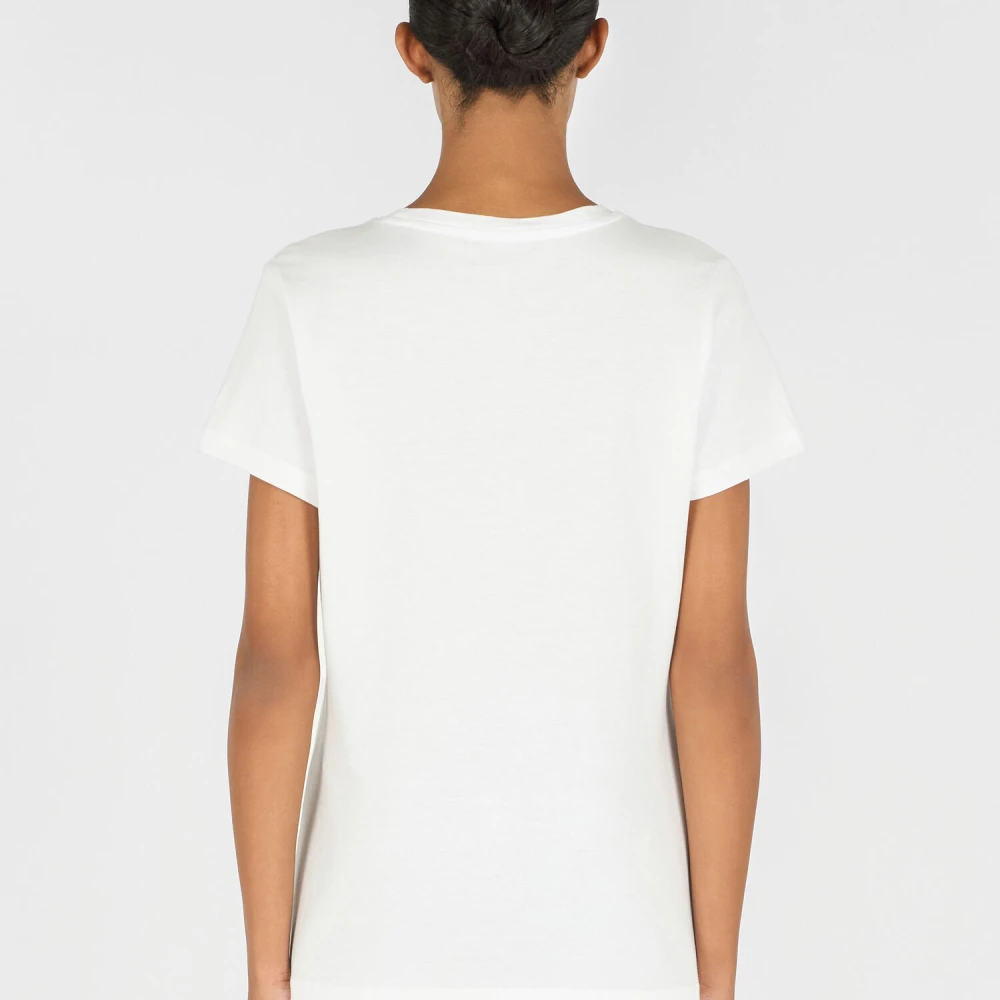 Roberto Cavalli Bloemen Monogram Ronde Hals T-shirt White Dames