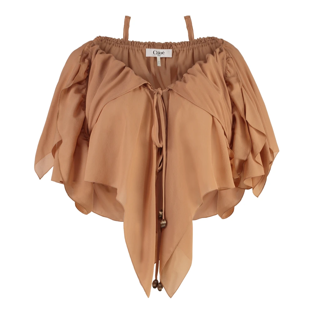 Chloé Roze Ruche Empire Cut Zijden Top Pink Dames