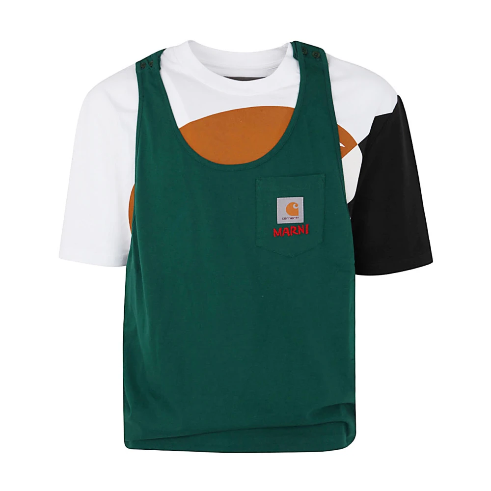 Marni Steen Groene T-Shirt voor Mannen Multicolor Heren