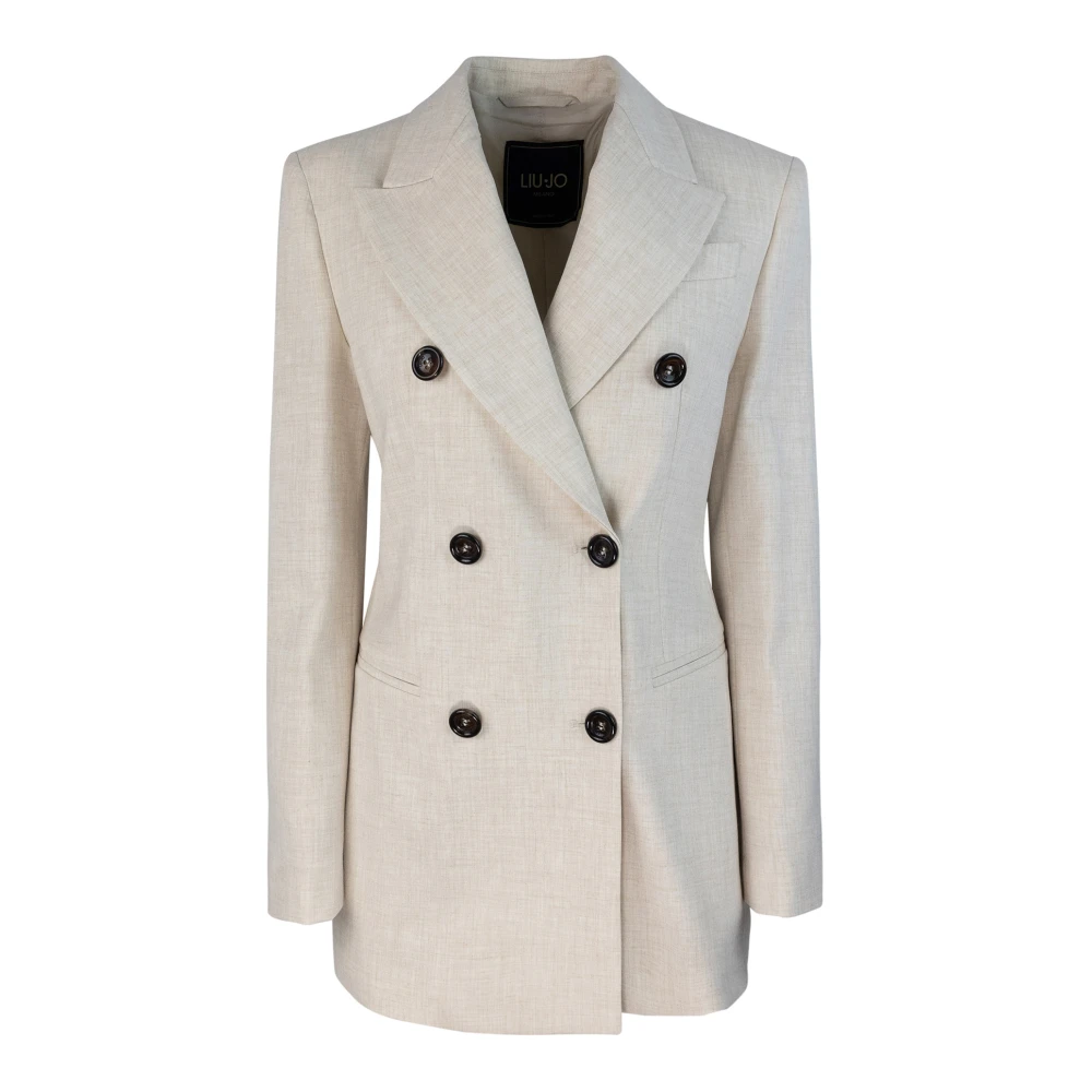 Liu Jo Double-breasted blazer met regular fit Beige Dames