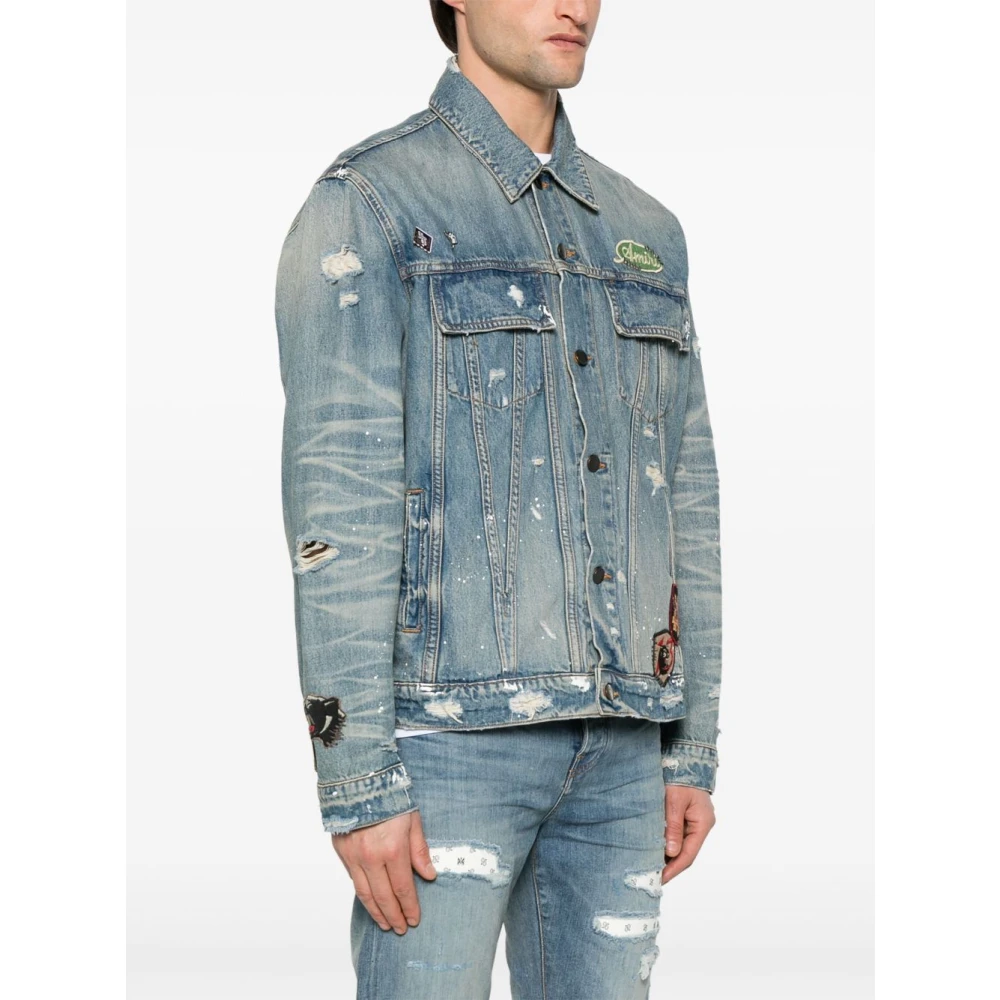 Amiri Blauw Denim Jack met Vintage Pegasus Blue Heren