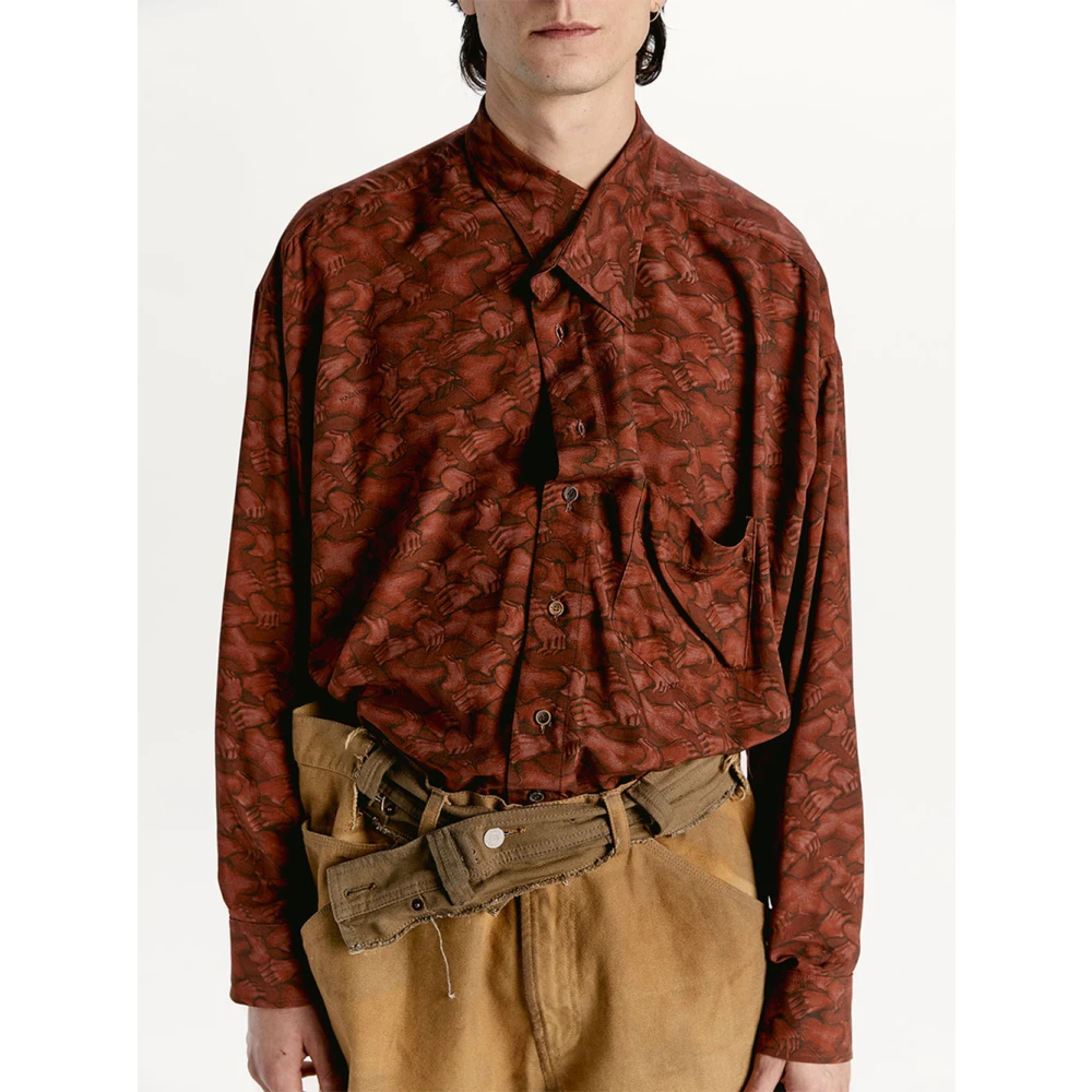 Magliano Rode Viscose Shirt met Handen van Mensen Red Heren