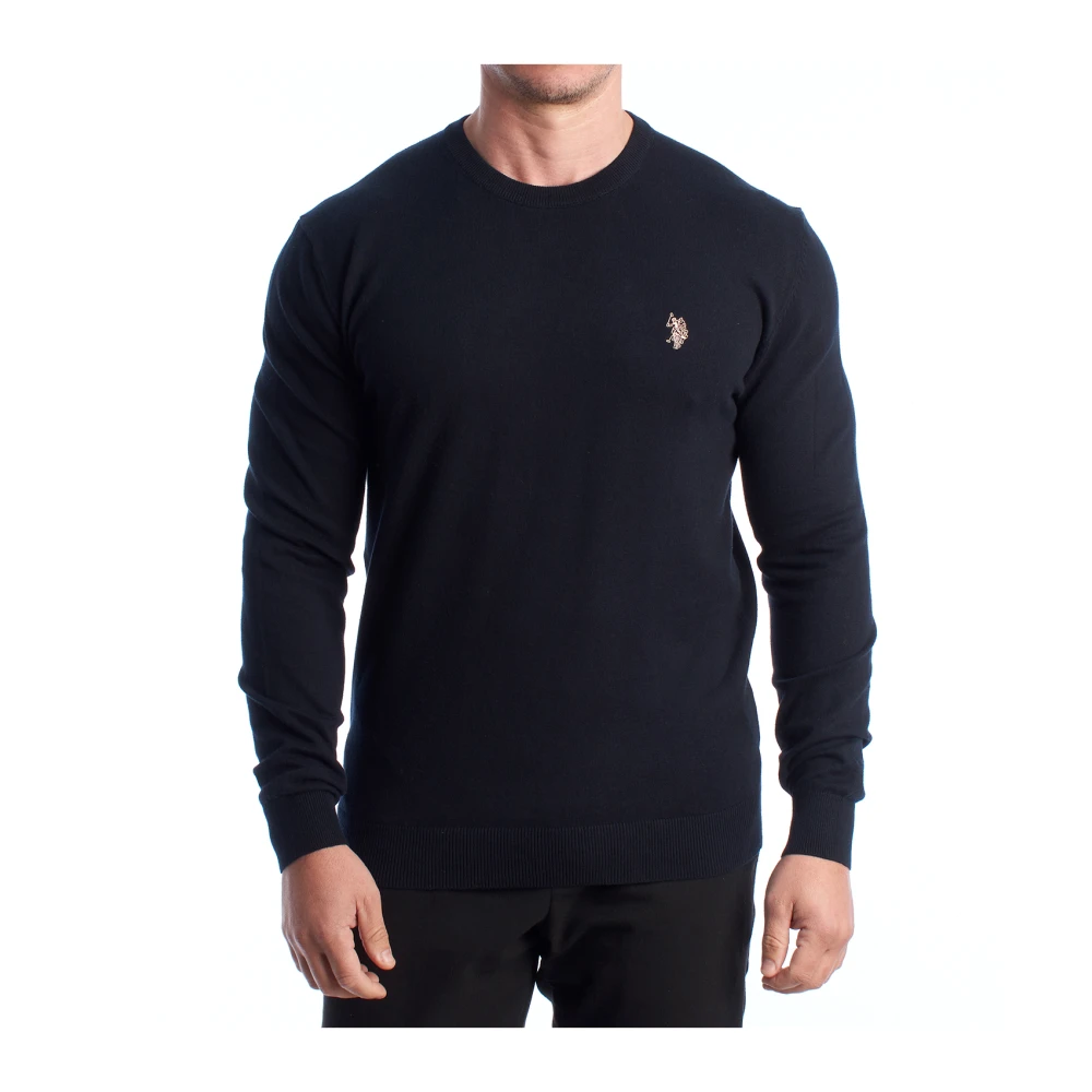 U.s. Polo Assn. Men's Black Round-Neck Knitwear, 2XL, Sweatshirts