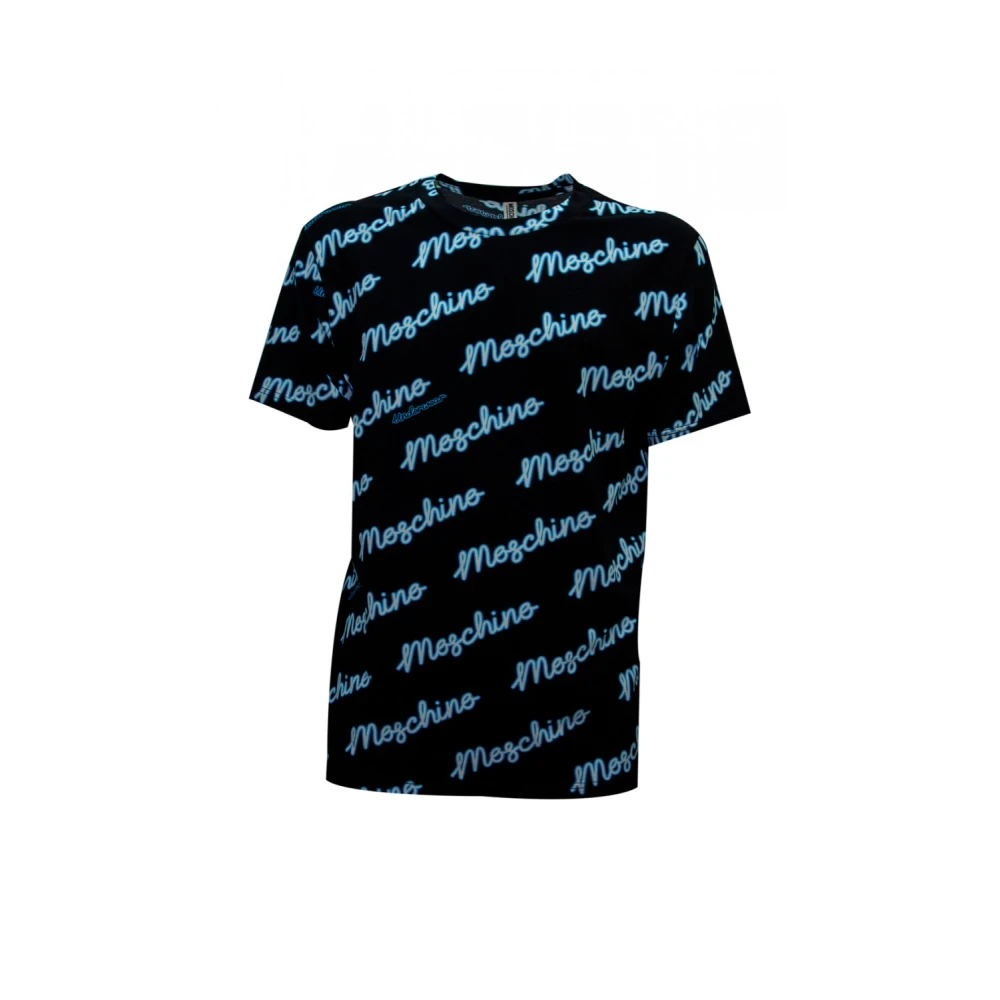 Moschino Zwarte katoenen T-shirt met neonprint Black Heren