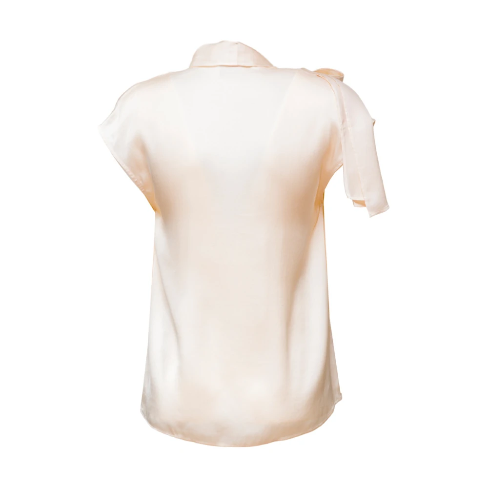 Nenette Satijnen Blouse met Viscose Sjaal Beige Dames