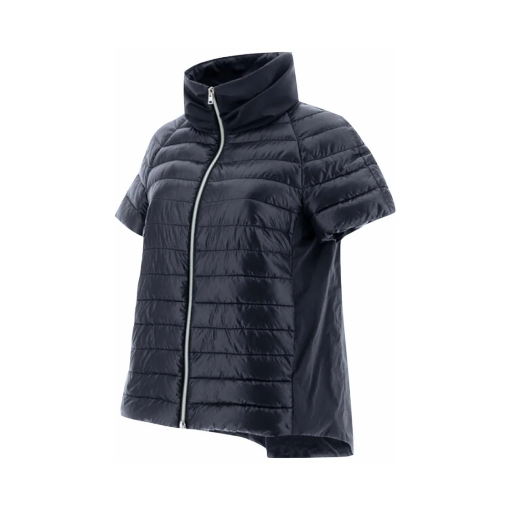 Herno Lichtgewicht Taffeta Cape met Veerbeslag Blue Dames