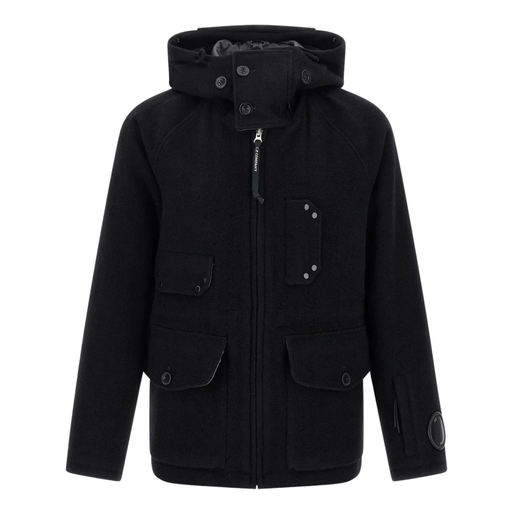 C.p. Company Men's Black Winter Jackets, L, Wool Jacket