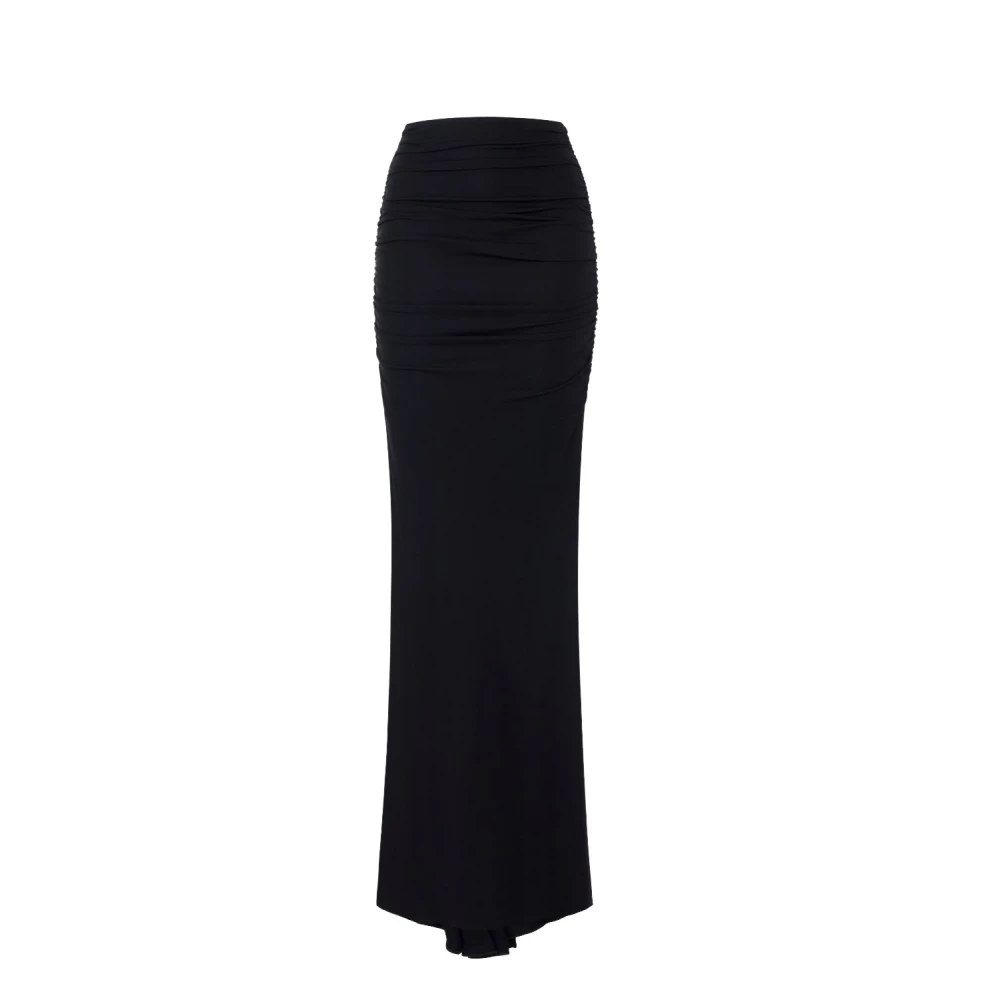Elisabetta Franchi Black Maxi Skirts, Female, Xl, Crêpe Jersey Skirt With Draping