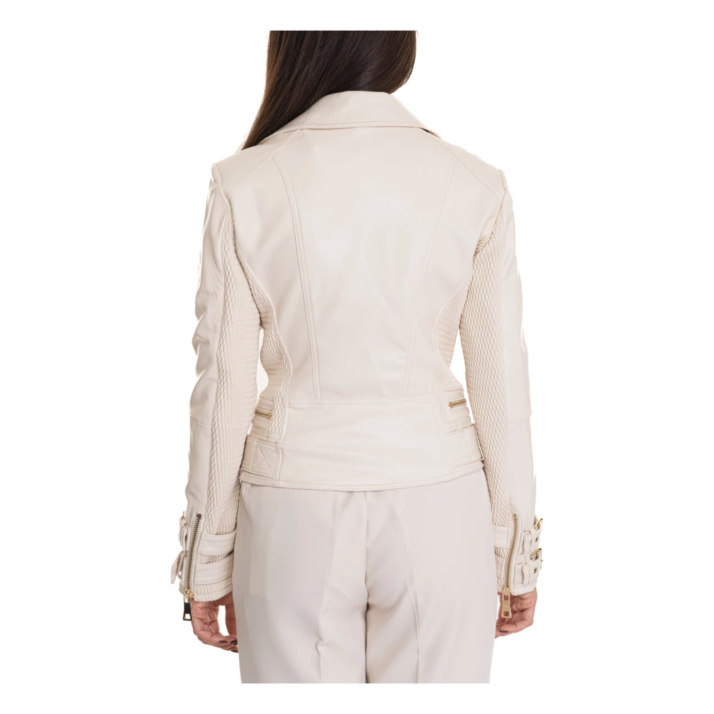 Guess Bikerjack van imitatieleer met knopen Beige Dames