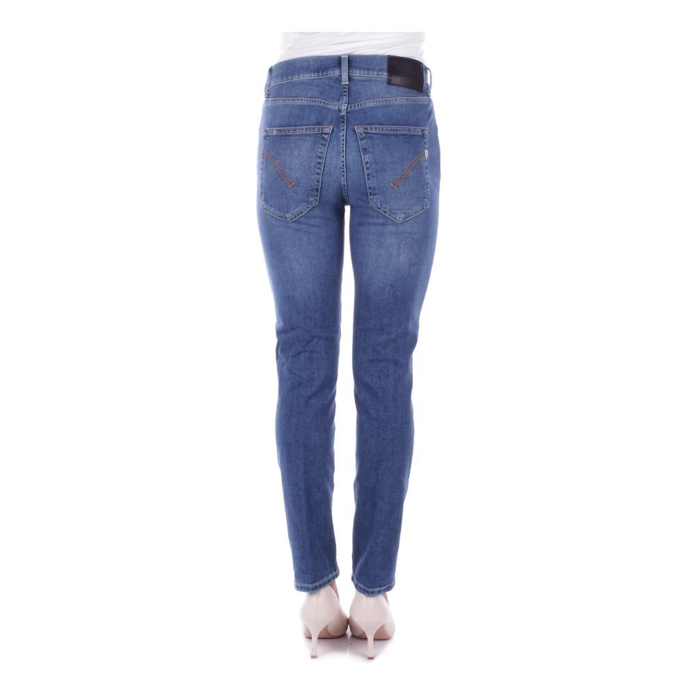 Dondup Slim Fit Denim Jeans met Logo Blue Dames