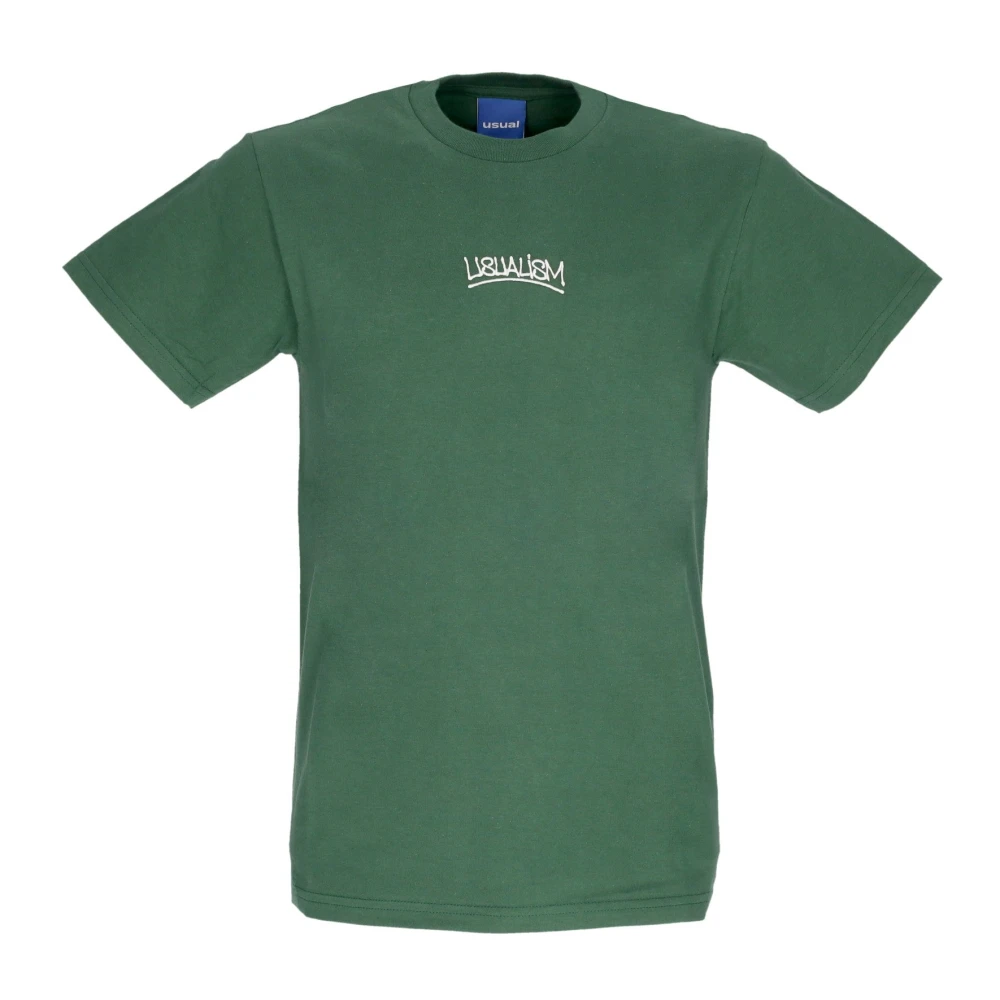 Usual Geborduurd T-shirt in Flesgroen Green Heren