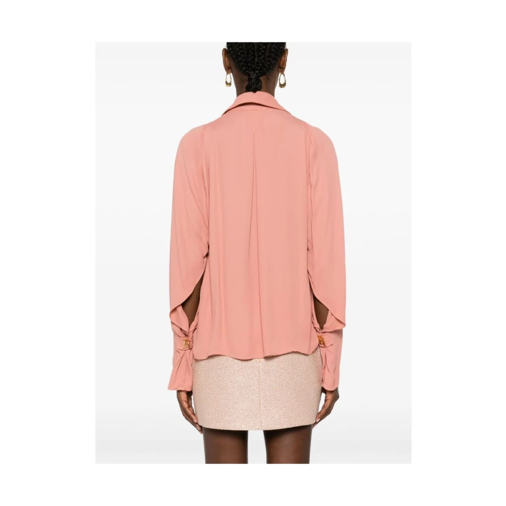 Elisabetta Franchi Blush Pink Georgette Sjaal Mouw Shirt Pink Dames