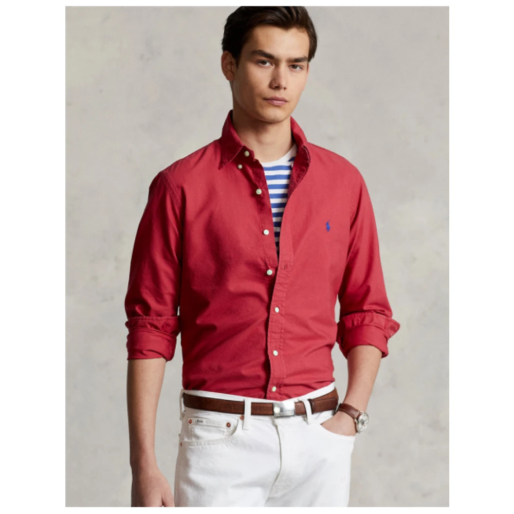 Polo Ralph Lauren Slim Fit Oxford Overhemd in Sunrise Red Heren