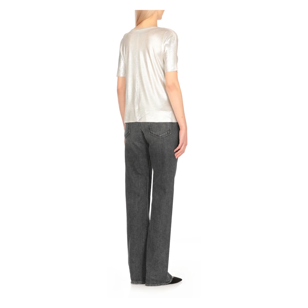 Avant Toi Zilveren Lurex Trui met Korte Mouwen Gray Dames