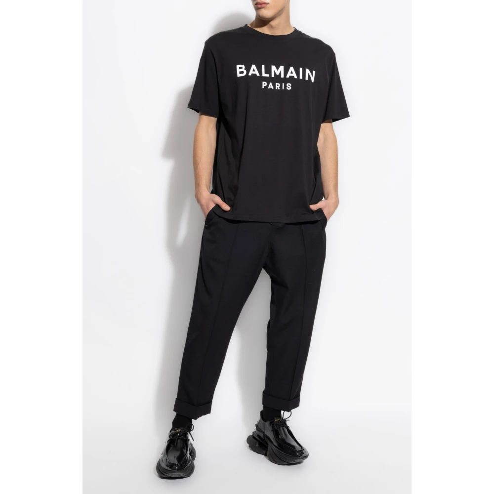 Balmain T-shirt met bedrukt logo Black Heren