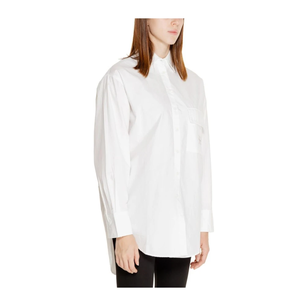 Calvin Klein Jeans Relaxed Fit Poplin Overhemd Lange Mouw White Dames