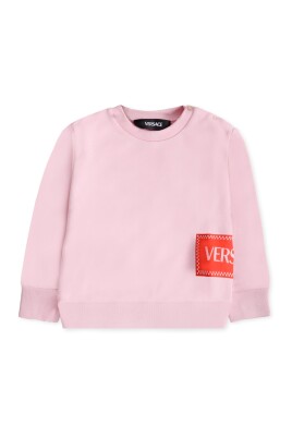sweatshirt-rose-a-col-rond-avec-logo-vintage