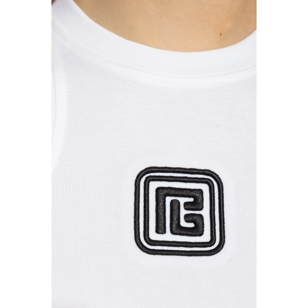 Balmain Top met logo White Dames
