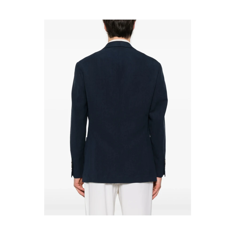 BRUNELLO CUCINELLI Navy Blue Jas met Knoopsluiting Blue Heren