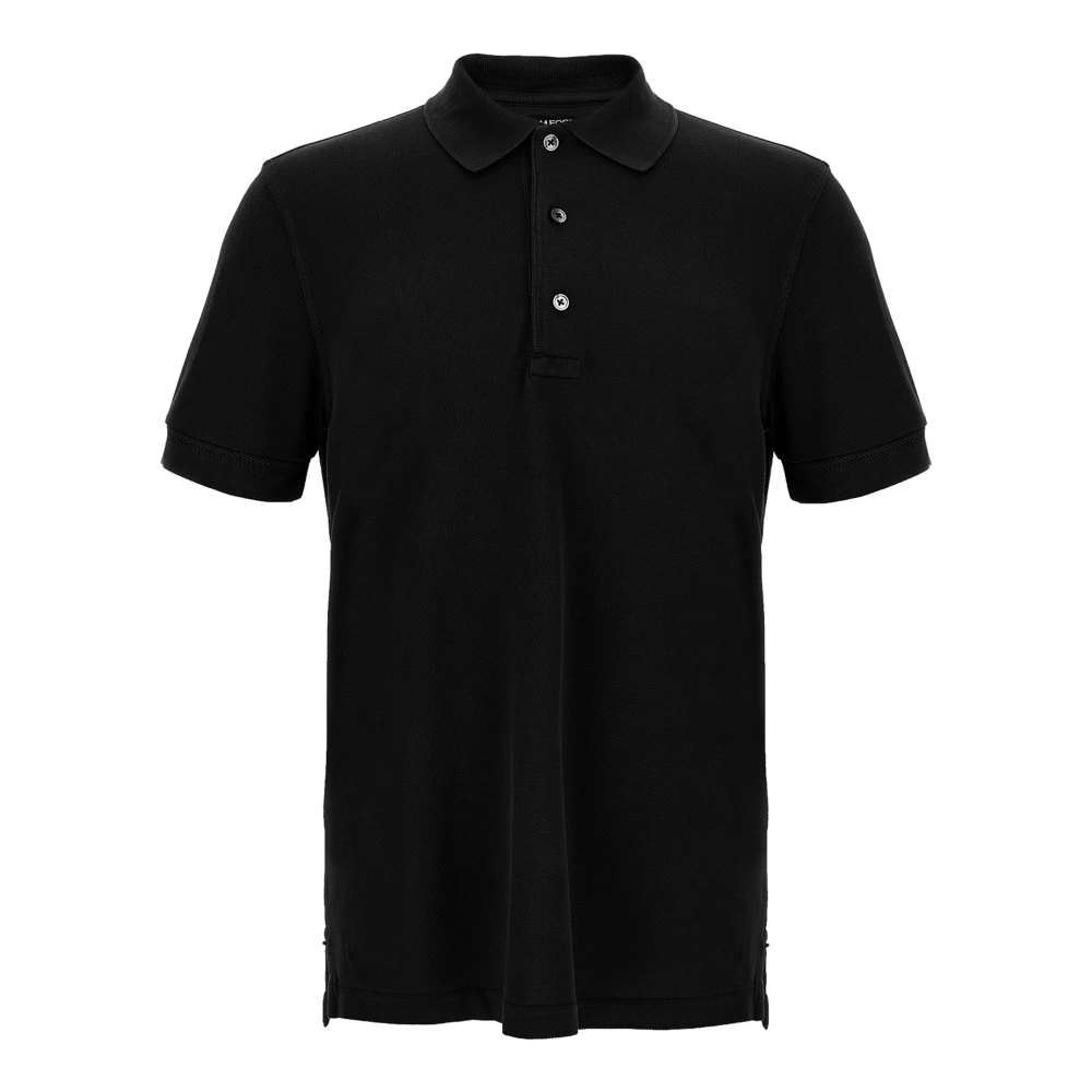 Tom Ford Men's Black Polo Shirts, Xl, Lyocell Piqué Polo Shirt