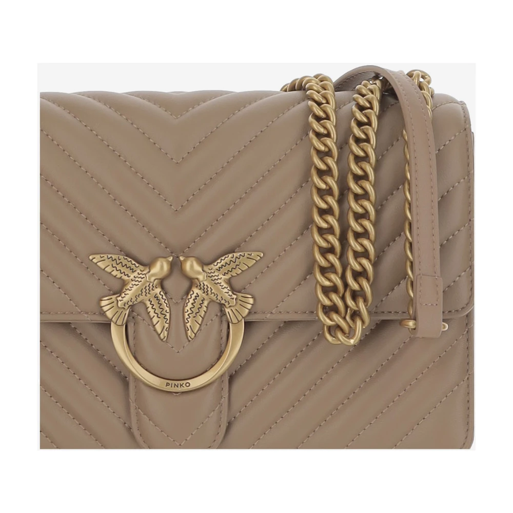 pinko Chevron Quilted Love Birds Schoudertas Beige Dames