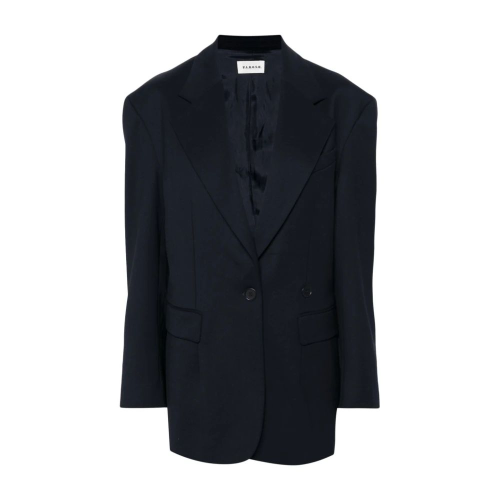 P.a.r.o.s.h. Midnight Blue Wollen Jas Blue Dames
