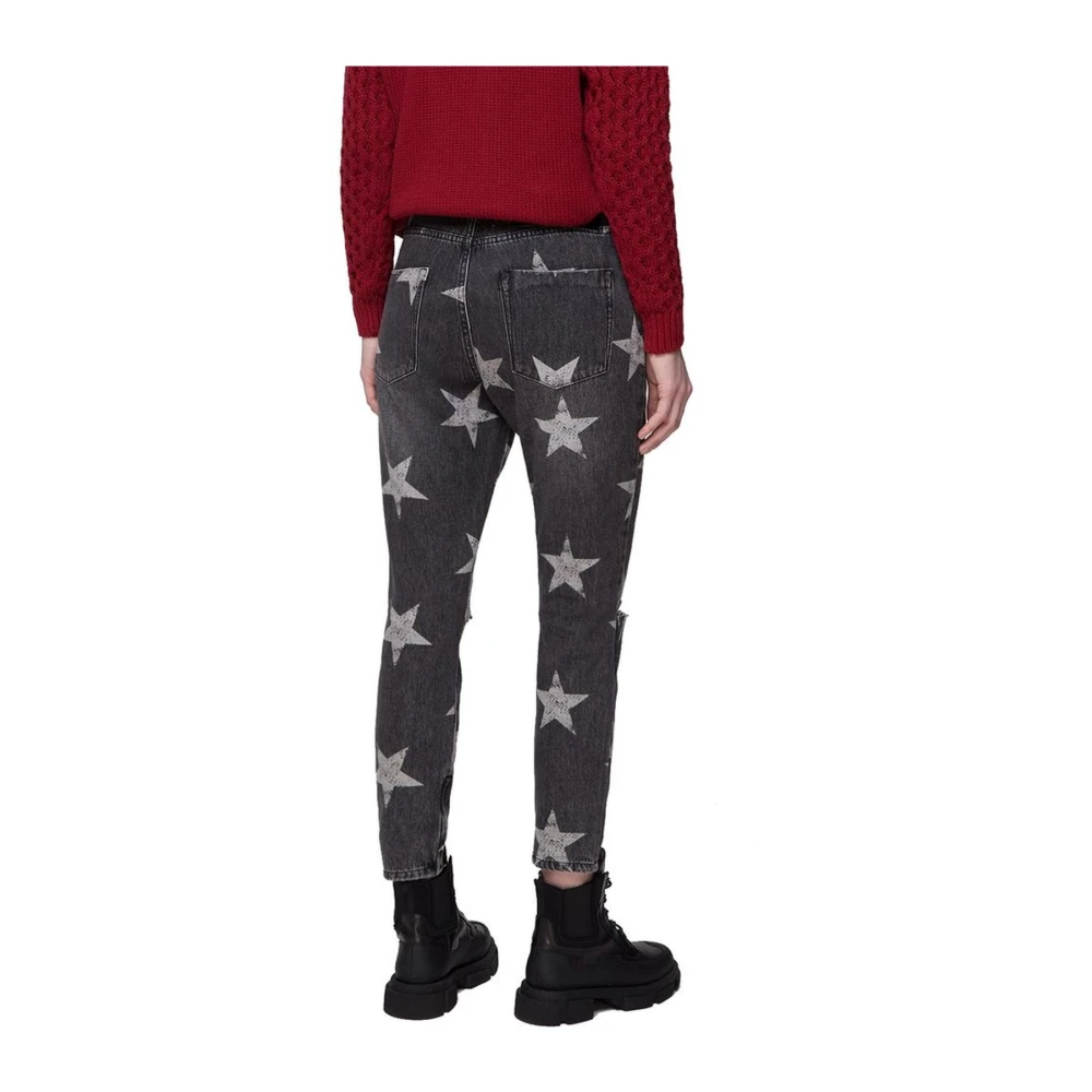 One Teaspoon Sterrenprint Boyfriend Jeans Black Dames