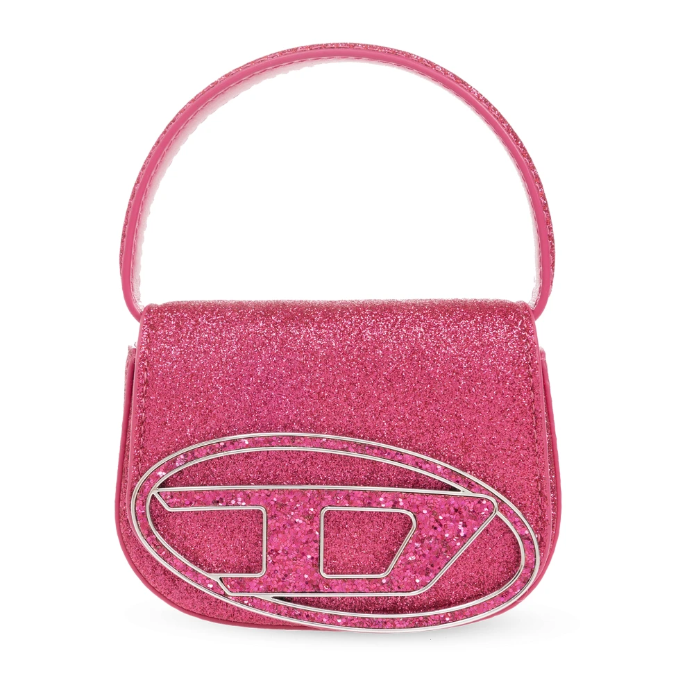 Diesel Glitter Mini Tas met Ovale D Plaque Pink Dames